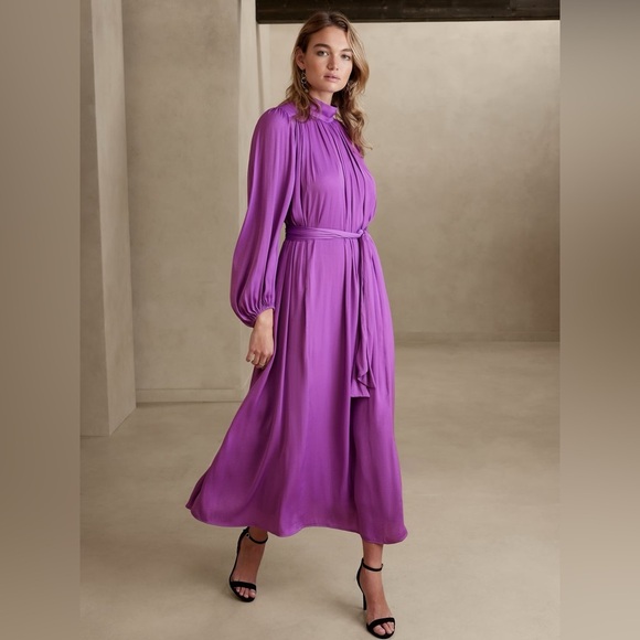 NWT! Banana Republic Purple Dawn Slit-Back Maxi Dress - Size Small - Picture 1 of 7